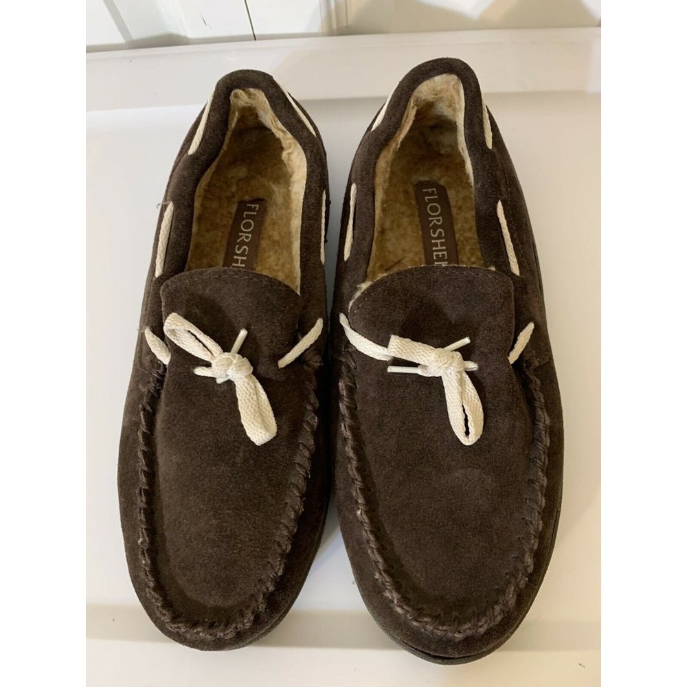 Florsheim Men’s Sz‎ 9M Cozzy Tie Chocolate Moccasin Slippers
